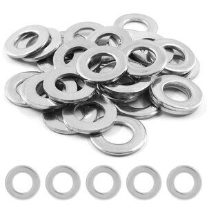 100 PCS M10x20mm Stainless Steel Flat Washer 10mm ID 2mm for Bolts New Sealed